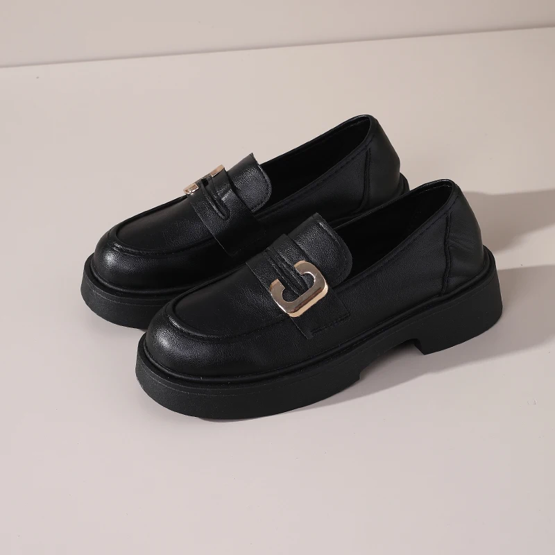 Women's British Style Leather Shoes2025New Spring and Autumn Versatile Shoes Soft Sole Thick Sole Loafers Make Feet LookSmaller