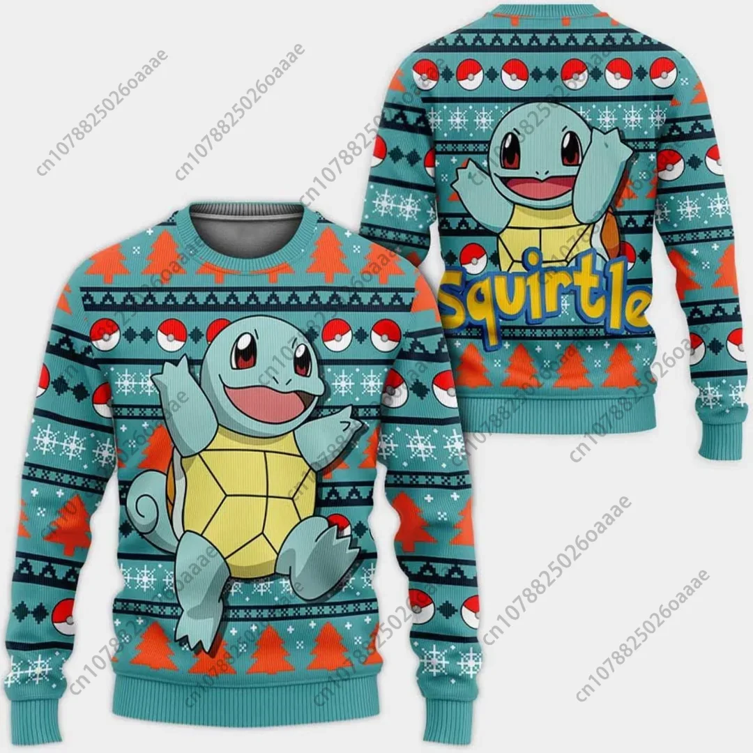 

2024 Pokemon Squirtle Ugly Christmas Sweater Anime Pikachu Christmas Sweater For Men Women Anime Pikachu Crew Neck Sweatshirt