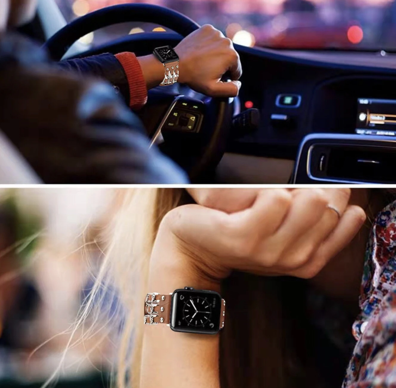 Premium Leather Strap For Apple watch Ultra 8 7 49mm45mm 41mm 6 5 4 SE 44mm 40mm Denim Chain Watch Wristband For iwatch 3 42mm