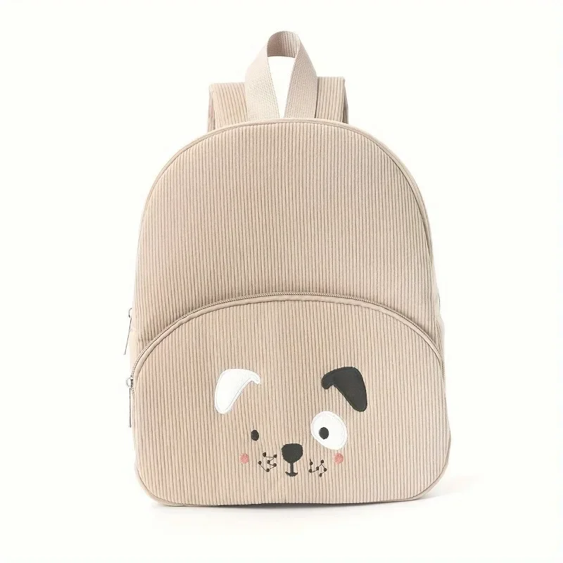 Cute Bear Backpack Corduroy Student Backpack Large Capacity Leisure Backpack Cartoon Plush Bag 6