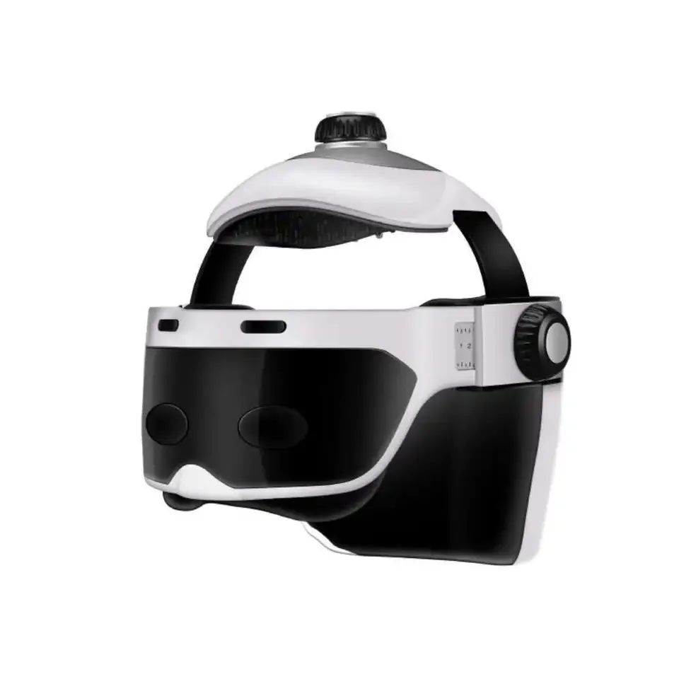 2023 New Design Multiple Functions Vibrating Head & Eyes Massager Helmet light Bluetooth control colorful head Massager велошлем oxford metro v helmet matt универсальный унисекс синий 2023 meu