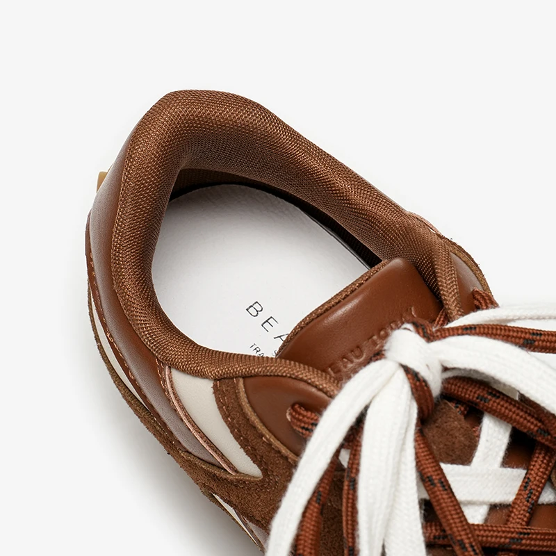 BEAUTODAY 캐주얼 스니커즈 여성 합성 가죽 라운드 발가락 트레이너 레이스 업 Zapatillas 야외 여성용 신발 수제 29962