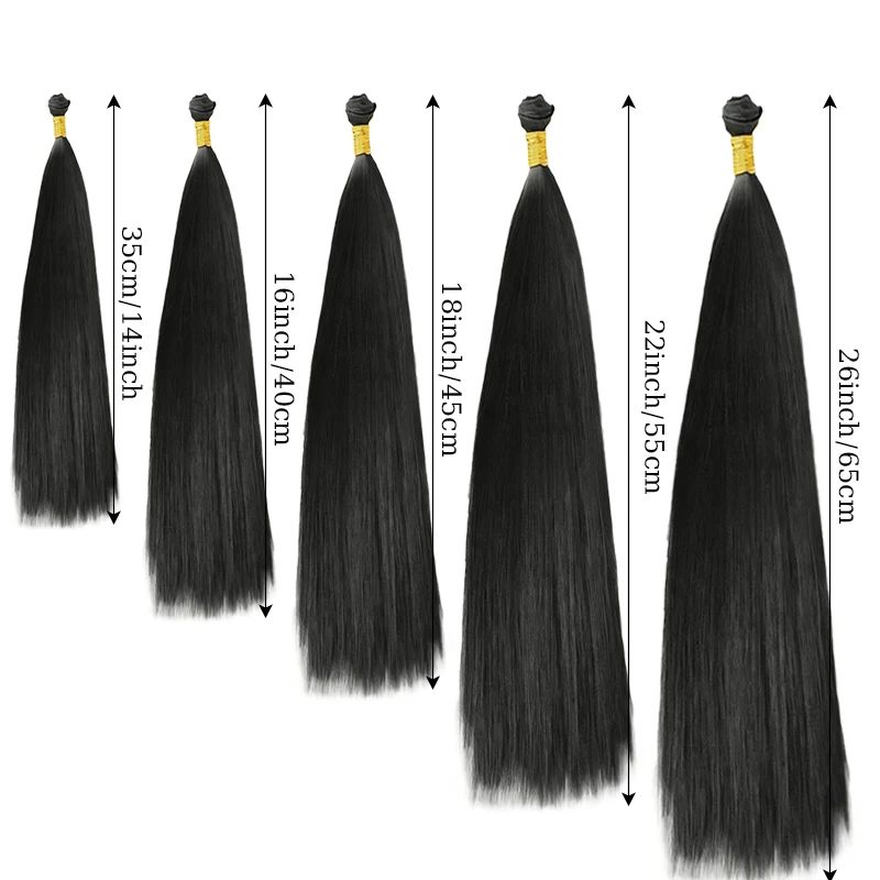 Black Hair Weft Hair Extensions Wig Synthetic Seamless Hair Weft Straight Hair Extensions Hairpiece for Women Daily Party Use