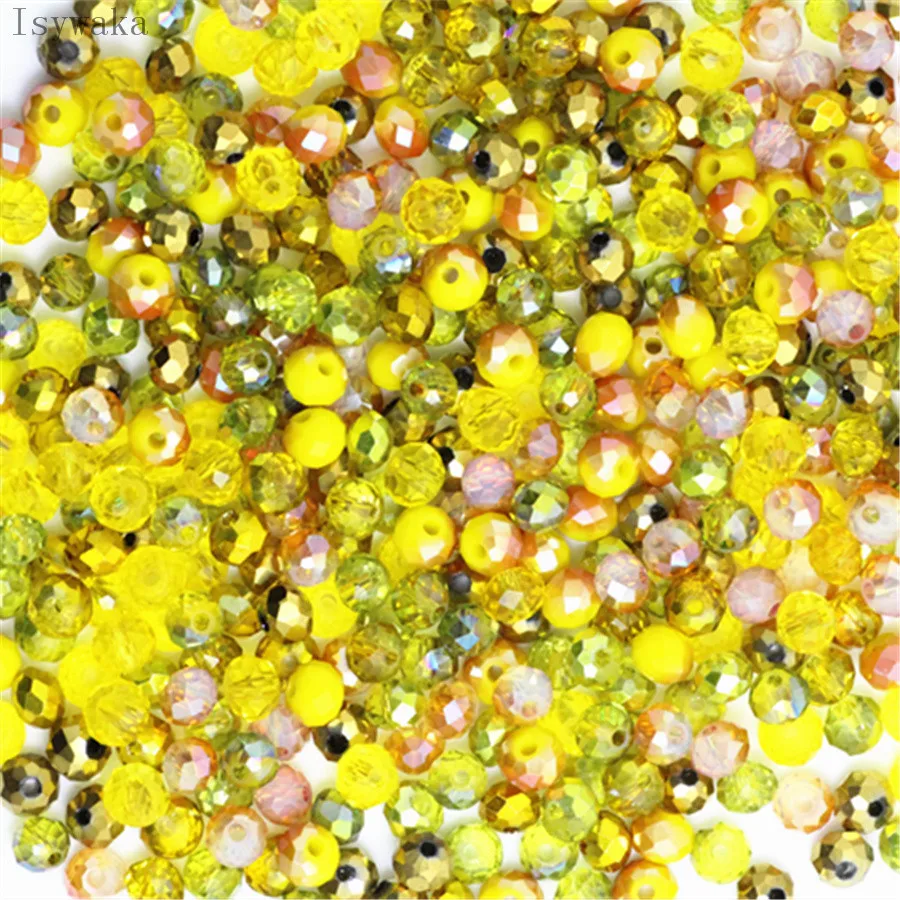 Isywaka Light Blue Faceted Crystal Glass Beads, 50pcs 4x6mm Rondelle Spacer Beads