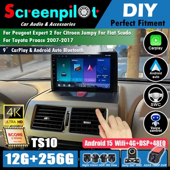Autoradio Carplay Per Peugeot Expert 2 Per Citroen Jumpy Per Fiat Scudo Per Toyota Proace 2007-2017 Navigazione GPS Android Auto