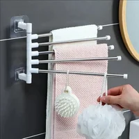 Towel Rack Bathroom Accessories Rotatable Towel Holder Space Aluminum 2/3/4/5/6/7/8 -Bar Hanging Wall Mounted Towel Hanger 1