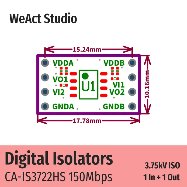 CA-IS3722 High-Performance Digital Isolator - 150 Mbps Dual-Channel with ±150 kV/μs CMTI 3
