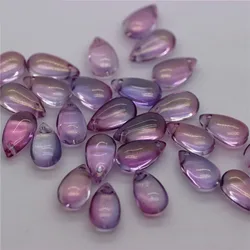 Colorful Waterdrop Glass Beads for Jewelry Making and Crafts - 50PCS Set (Pink Purple Gold)