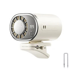Compact USB Rechargeable Desk Fan with LED Display & 199 Adjustable Speeds (White)