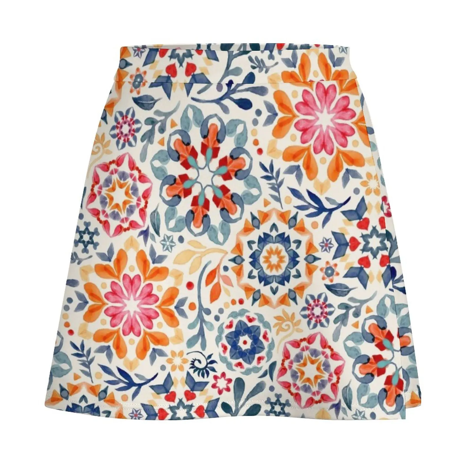 Watercolor Kaleidoscope Floral - desaturated Mini Skirt Women skirts School skirt 90s aesthetic
