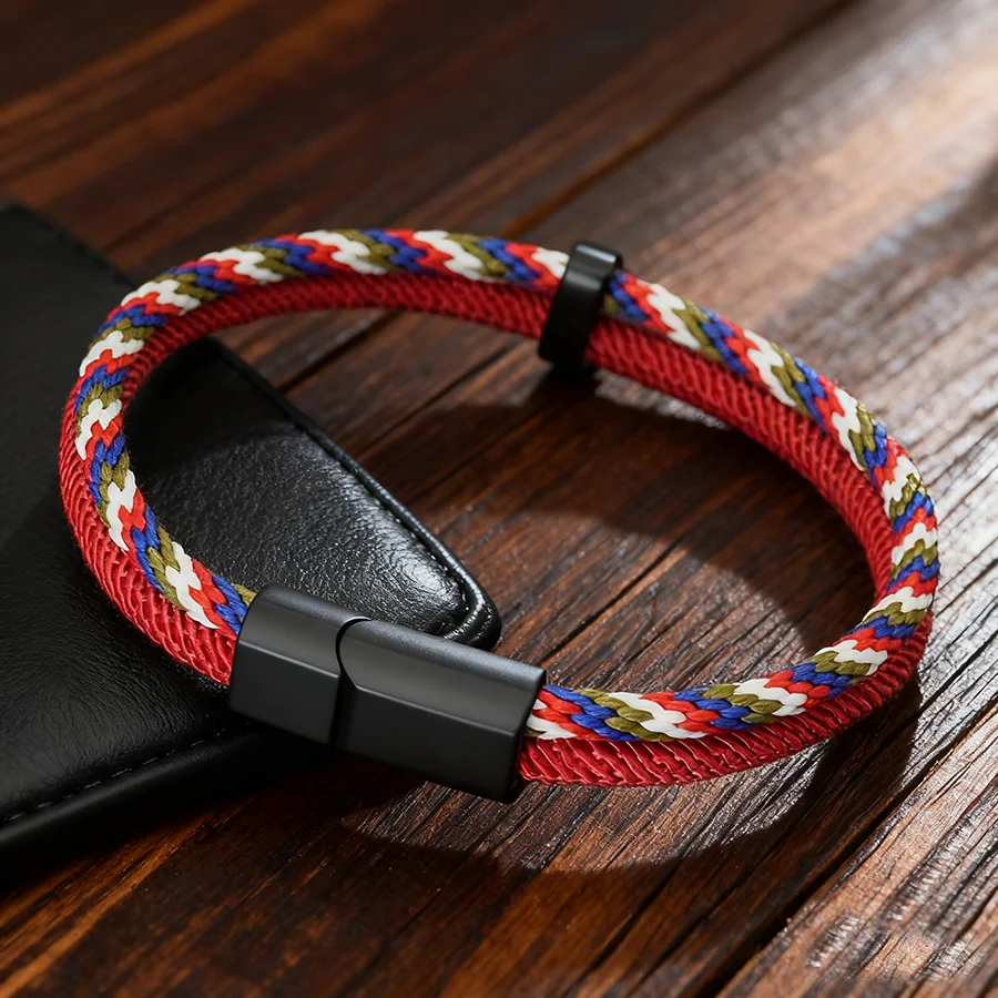 Men Ethnic String Charm Bracelet 5 Colors