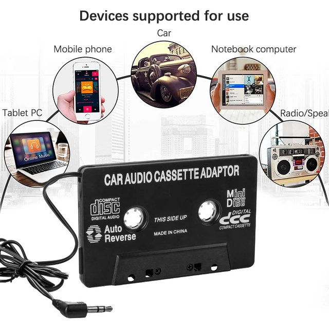 Car Audio Cassette Adaptor Stereo Tape Converter For MP3 CD MD DVD