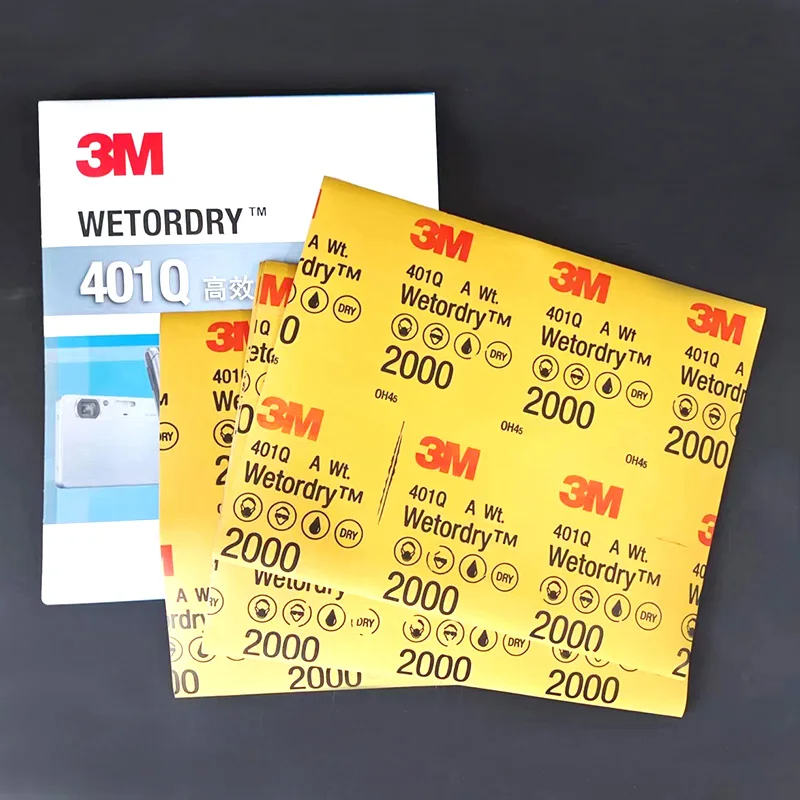 3M 401Q 2000 Grit Wet/Dry Sandpaper Sheet-Large 227x280mm Abrasive For Car Paint Metal & Musical Instrument Polishing