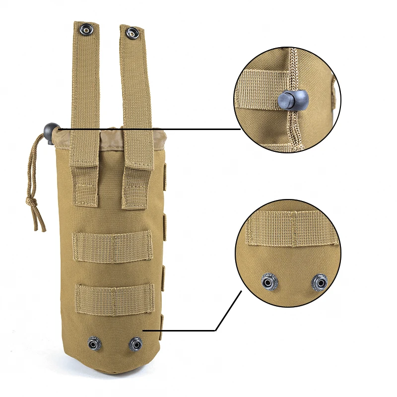 600D Hunting Bags Small Water Bottle Bag Multi Function Outdoor Adjustable Drawstring Molle External System Khaki 4