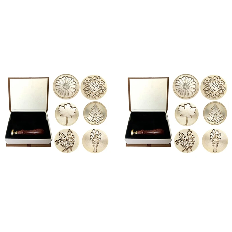 

Moorlando Wax Seal Stamp Set, 12Pcs Botanical Sealing Wax Stamp Brass Heads + 2Pc Wooden Handle With A Gift Box Vintage