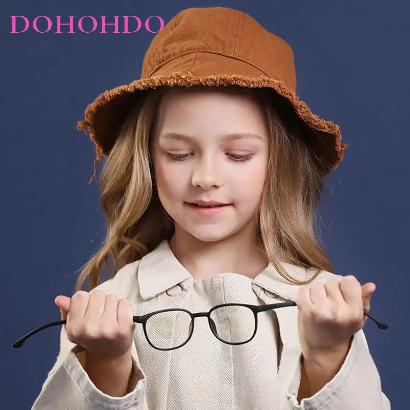 DOHOHDO Anti Blue Light Kids Glasses Boy Girls Computer Transparent Glasses Children Silicone Soft Without Graduation Eyeglasses