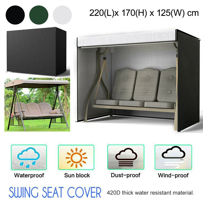 Waterproof 3 seater patio swing chair sunscreen cover 420D Oxford garden hammock protective cover durable gardening accessories patio furniture cover