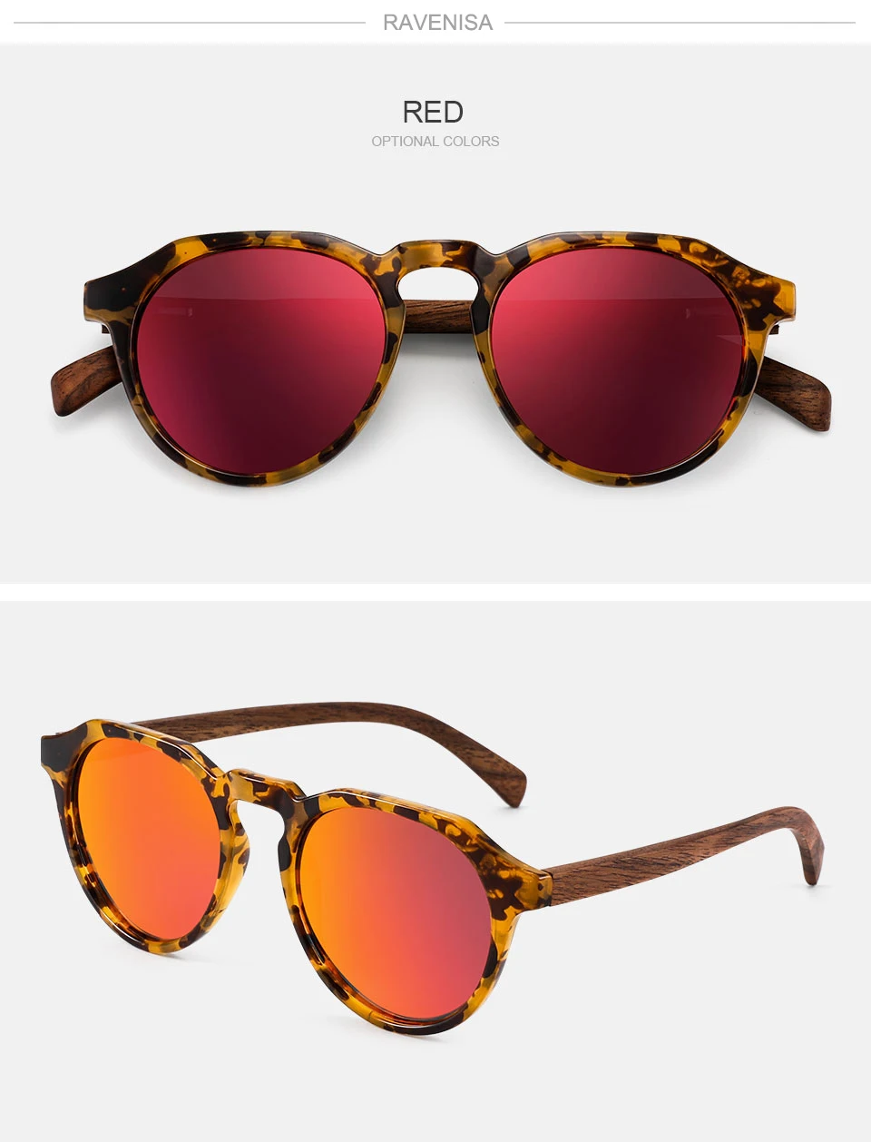 Neue Ankunft Männer Vintage Holzrahmen Sonnenbrille Klassische Marke Sonnenbrille Polarisierte Linse Fahren Brillen für Männer/frauen – Detail 7
