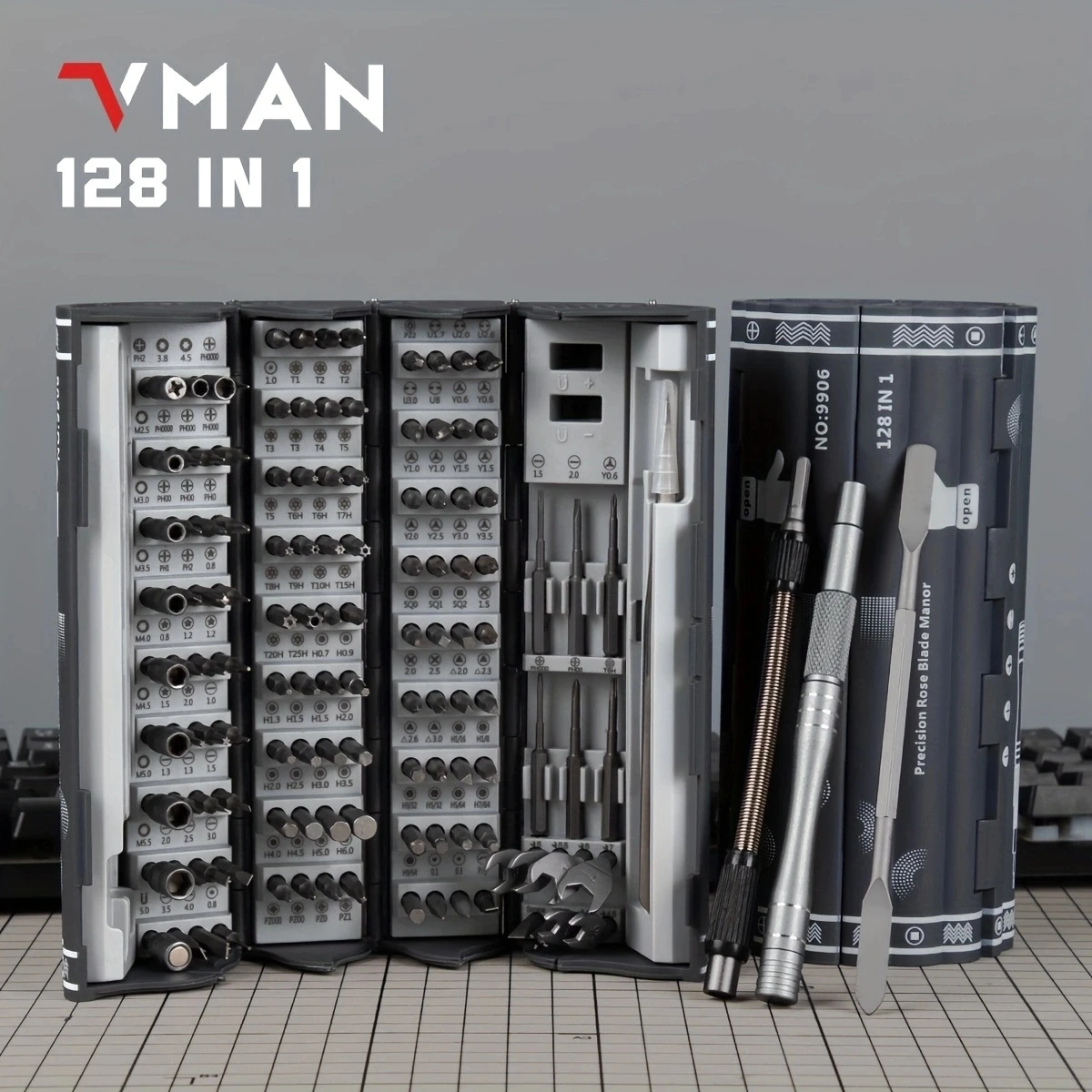 Ultimate Precision Screwdriver Set with 122 Heads,Non-slip,includes Magnet, Demagnetizer, Pry Bar, and Extension Rod and Wrench