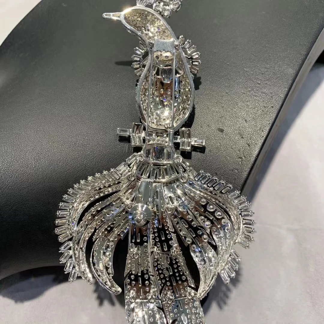 big brooch luxury exaggerate bird phoenix brooch 925 sterling silver with cubic zircon vintage fine women jewelry 23*8CM 6 big brooch luxury exaggerate bird phoenix brooch 925 sterling silver with cubic zircon vintage fine women jewelry 23*8CM - Image 6