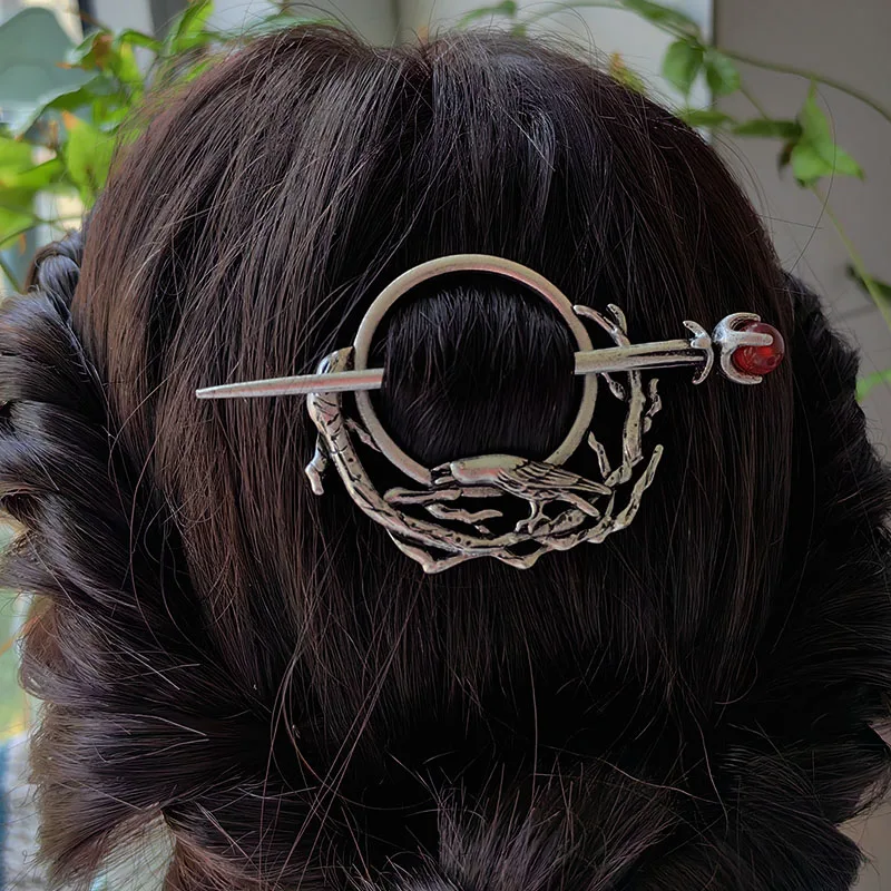 Viking Raven Pennanular Spilla Replica Hair Stick Accessori Per Capelli Vintage Hair Pins Hair Barrette