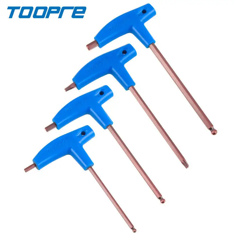 자전거 알렌 키 렌치 T자형 확장 플라스틱 핸들, 이중 끝 자전거 다기능 수리 도구, T25 3mm, 4mm, 5mm, 6mm