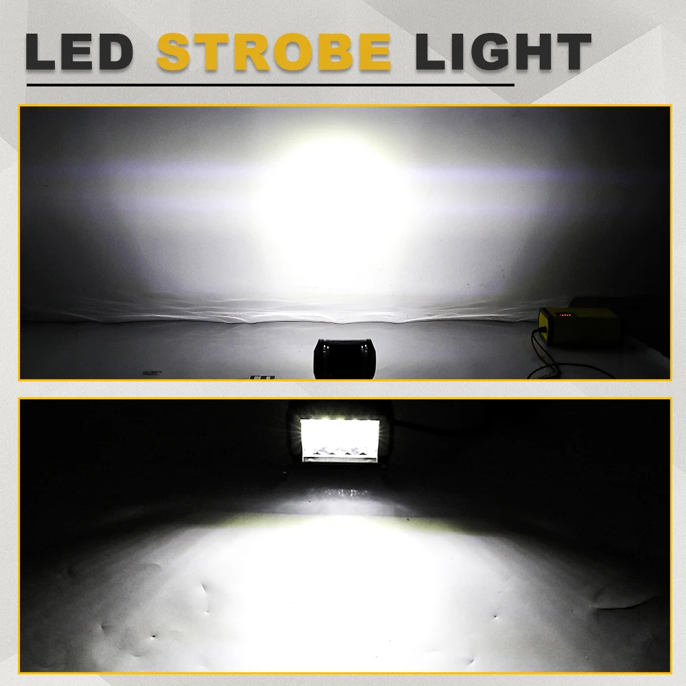 HAOLIDE LED 작업등 4인치 6000K 백색광 스트로브 하이/로우 빔 초고휘도 방수 오토바이 오프로드용 12V 24V