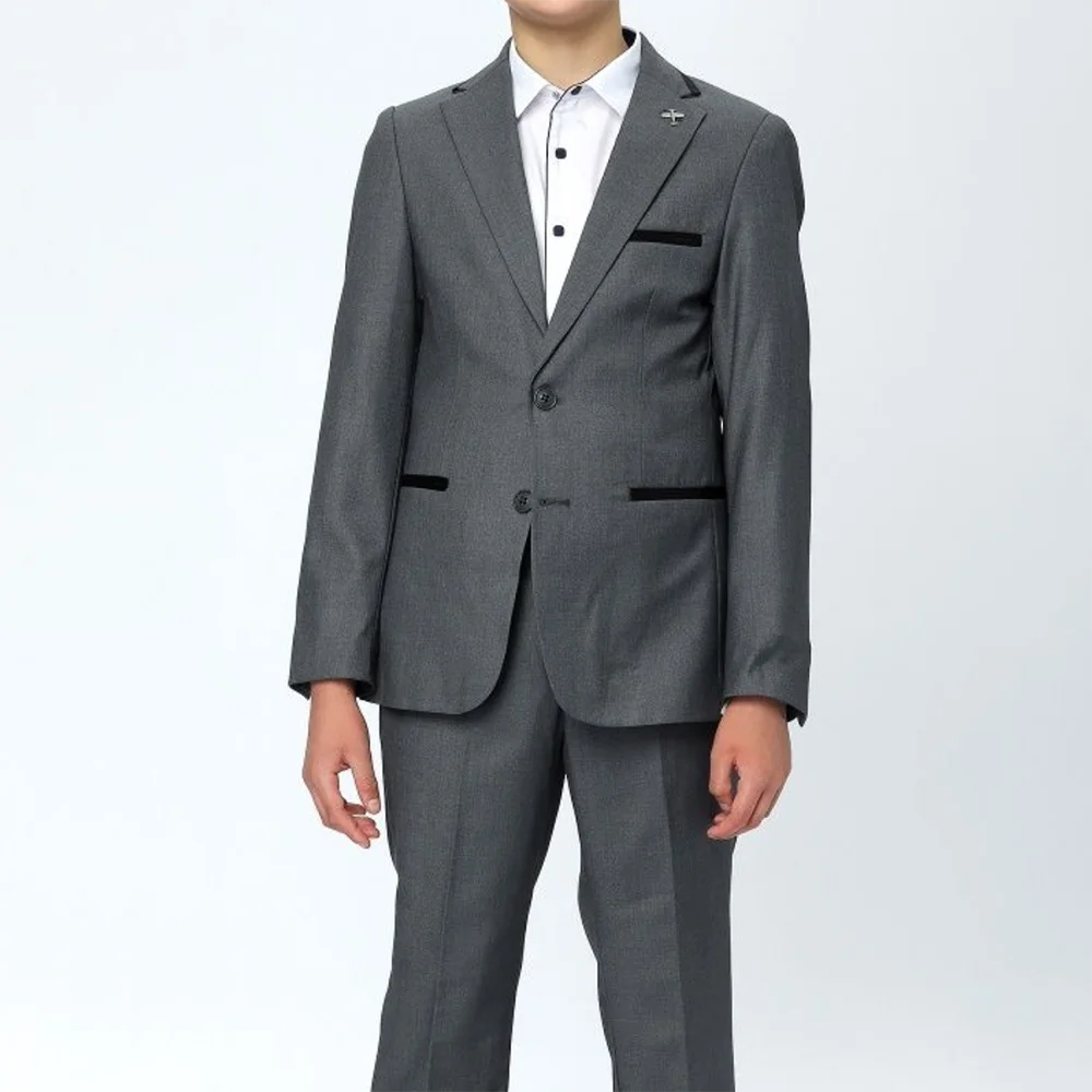 

Formal Kids Clothes Boys Gray Notch Lapel Single Breasted Suit Slim Fit Casual Wedding Tuxedo Fashion Suit for Boy 2 Piece