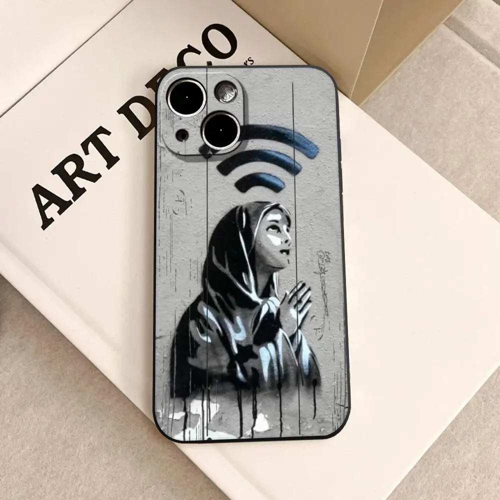 Banksy Girl With Red Balloon Street Art Black Soft Phone Case