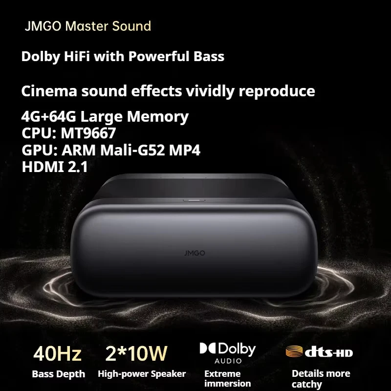 스마트 홈 프로젝터 4K 4GB 64GB WiFi 5 20W 트리플 RGB 레이저 초..