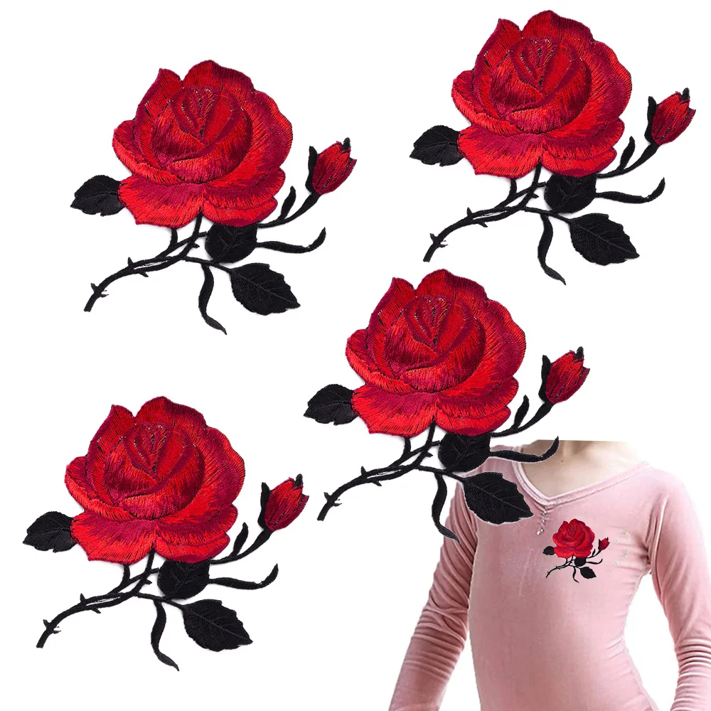2 Parches Para Coser Con Rosas, Parches Decorativos Para Planchar Con Flores, Parches Bordados Grandes Para Mochilas, Ropa, Jeans, Agujeros, Chaqueta, Sombrero (rosa Morado
