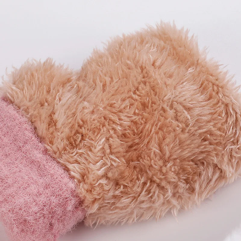 Winter Warm Gloves for Children Warm Gloves Thickened Hanging Neck Baby Mittens for Boys Girls Knitted 3-8 Years