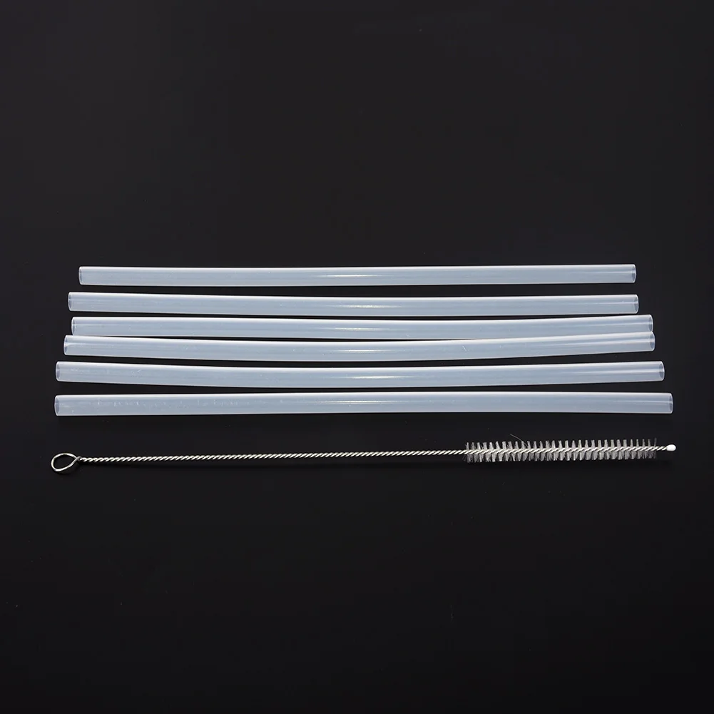 Outdoor Riding Straw Accessories Replacement 6x Straws +1x Cleaning Brush Set 1 Set for Hydro Flask Wide Mouth Bottle