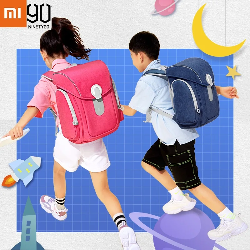 Новый обновленный детский Светящийся рюкзак Xiaomi 90FUN, вместительная Водонепроницаемая школьная сумка со светящимися полосками для мальчиков и девочек