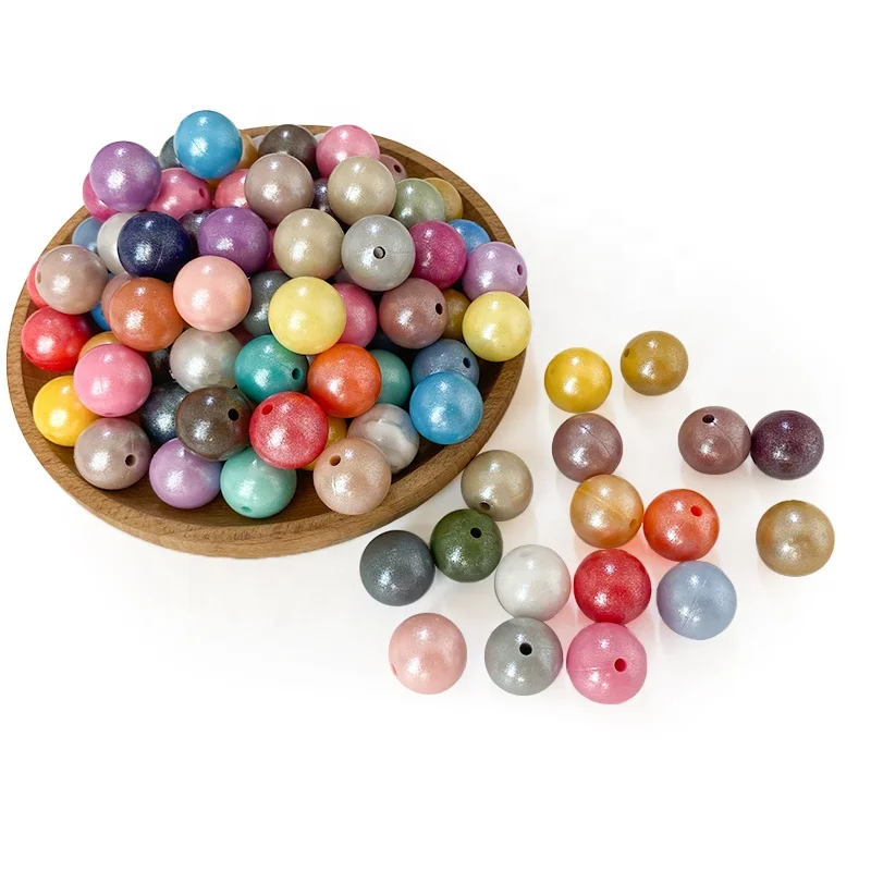 100pcs Round Silicone Beads 15mm Opal Silicone Bead for Jewelry Making DIY Pacifier Chain Clips Baby Toys Accessorie BPA Free