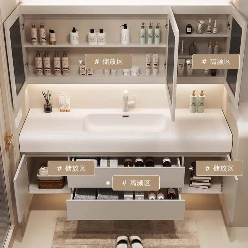 Modern Wall‑Mounted Bathroom Cabinet Set with Narrow Storage 1