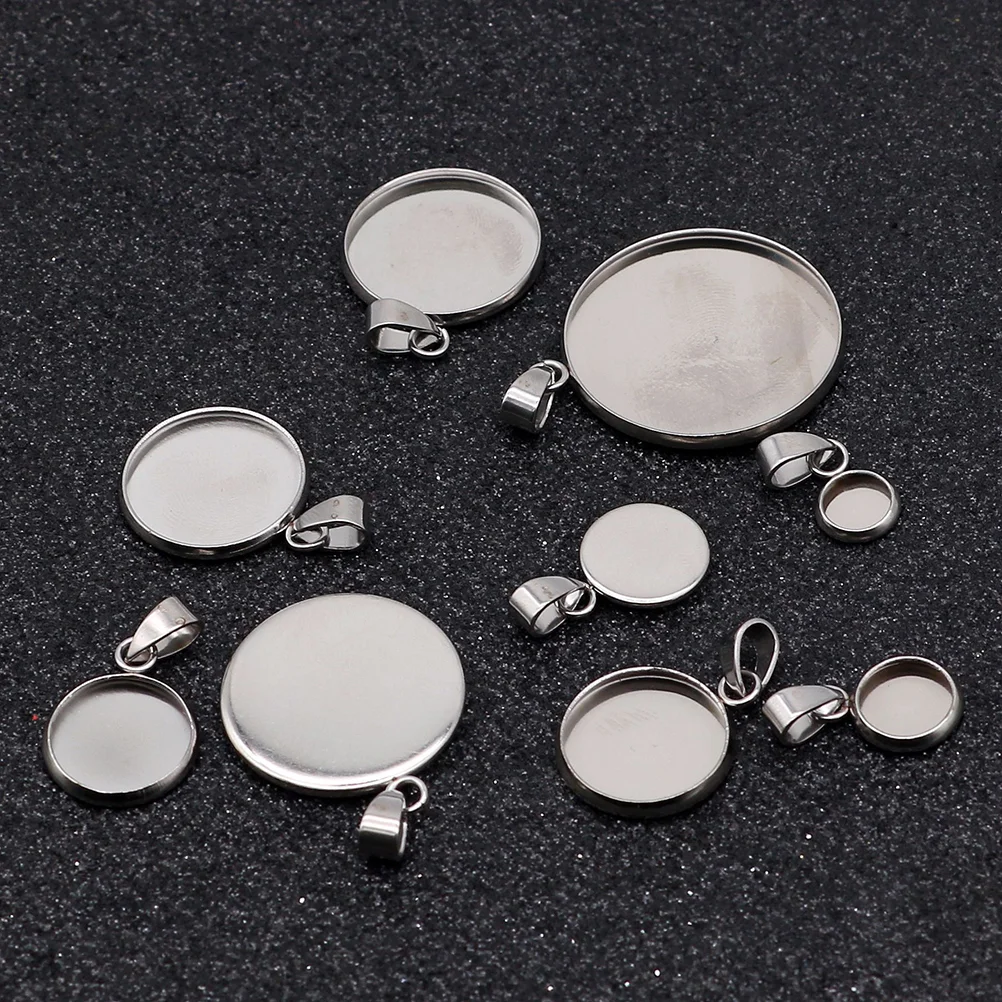 

20 Pcs Bases Silver Accessories Anti-oxidation Round Cork DIY Pendant Holder Tray