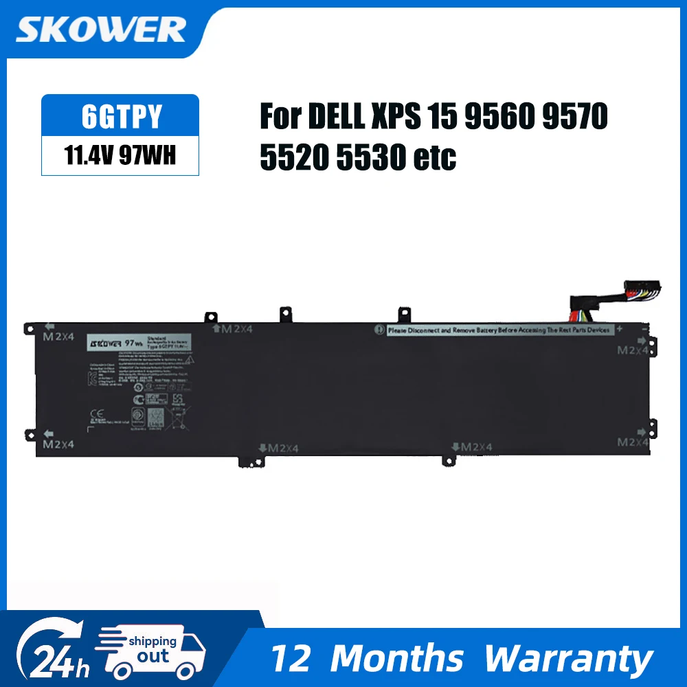 6GTPY 97Wh Laptop Battery For Dell XPS 15 9560 9570 7590 & Precision 5530 5520 5510 5540 – 6-Cell, 11.4V-653650