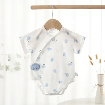 AYNIGIELL ملابس أطفال صيفية جديدة لطيفة لحديثي الولادة بأكمام قصيرة بدلة مثلثة 100% قطن للرجال والنساء بدلة أطفال