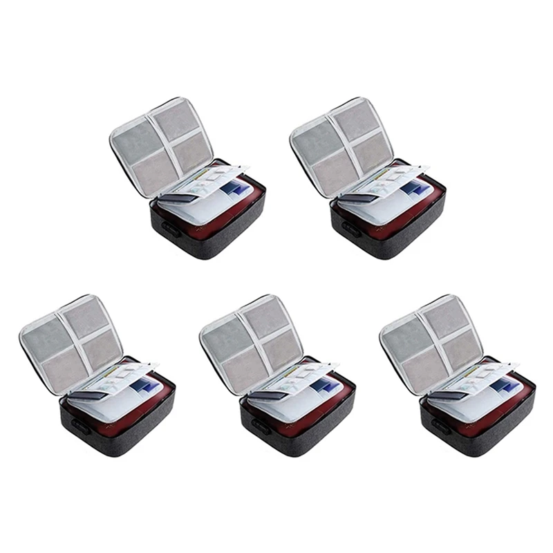 

5X важный Карманный держатель для файлов, коробка-органайзер для документов, водонепроницаемая сумка из ткани Оксфорд для хранения документов с безопасным кодовым замком (черный)