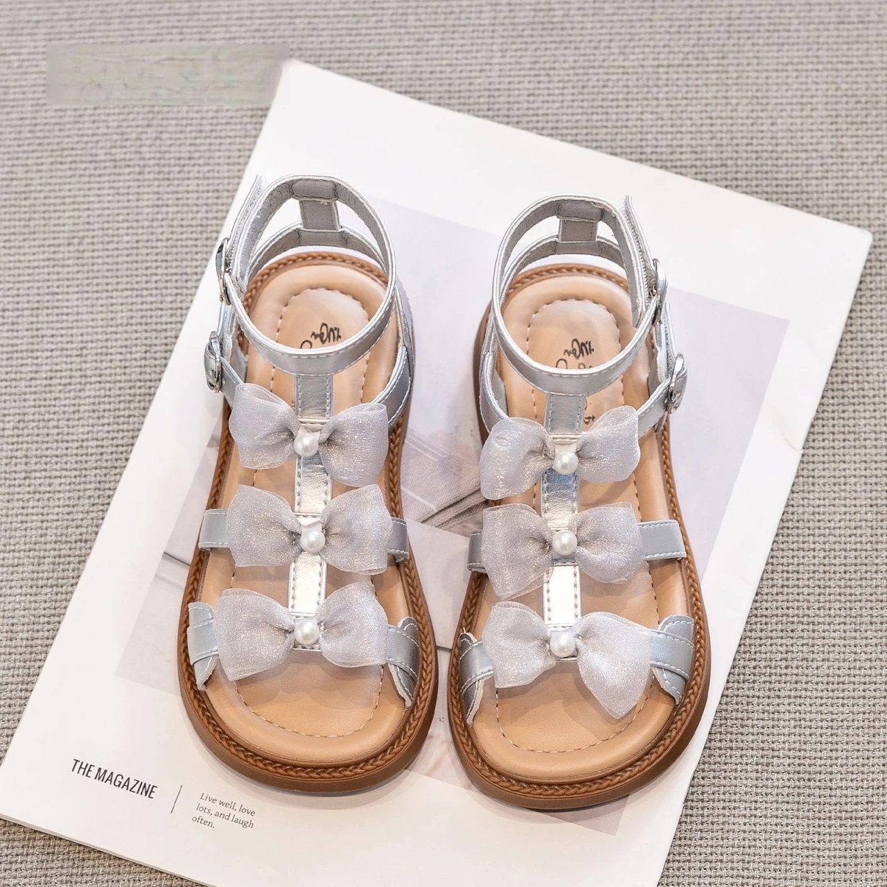 Girls Summer Sandals with Non Slip Sole and Bow