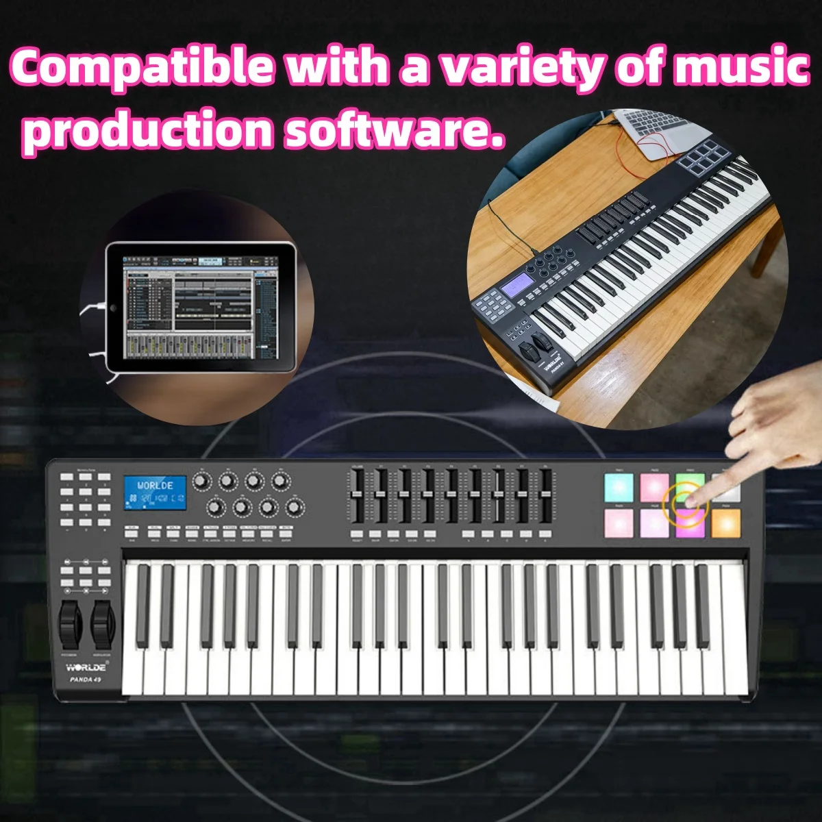 61Key MIDI Keyboard iOS/Android Plug&Play USB-C Bus Power electronic musical instrument,electronic piano