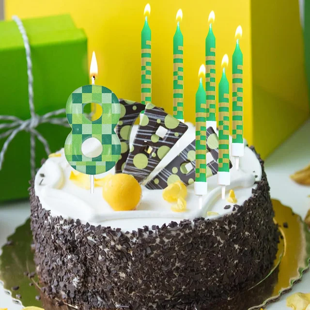 Pixel Game Kids Blocks Topper Centerpiece Birthday Party Decorations C