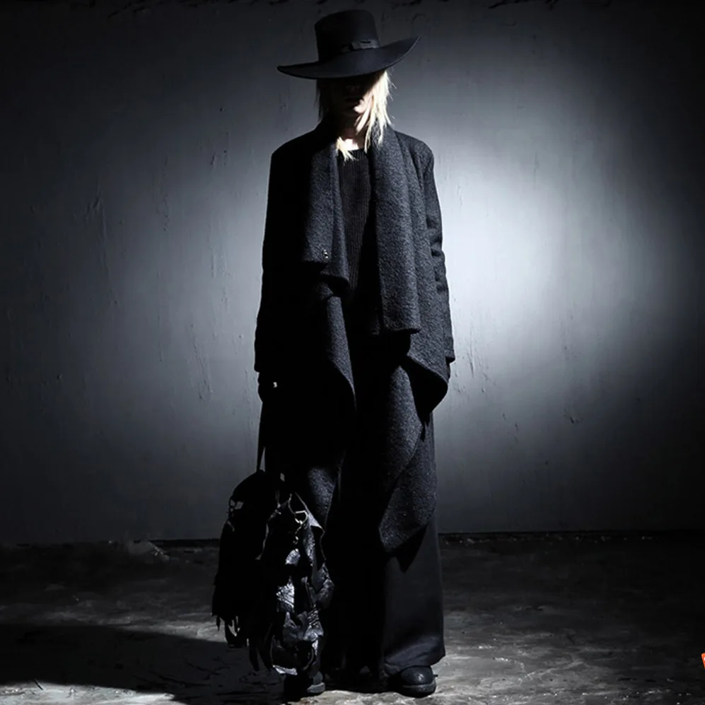 

Мужское шерстяное пальто средней длины, асимметричное модное пальто в Корейском стиле, Осень-зима