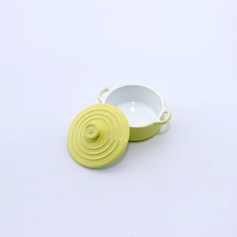 Miniature Colorful Dollhouse Soup Pot - 1:12 Scale Metal Cookware Accessory
