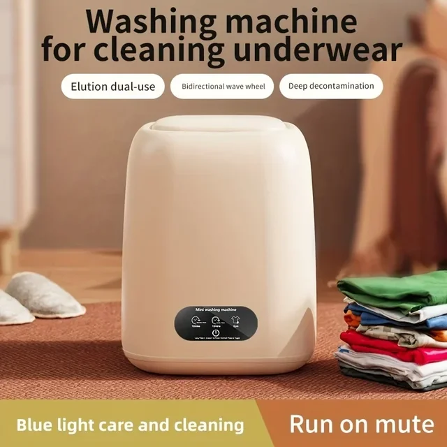 Mini Washing Machine,Portable Electric Laundry Machine with Dual-Use Elution,Silent Operation for Travel & Small Household Items 2