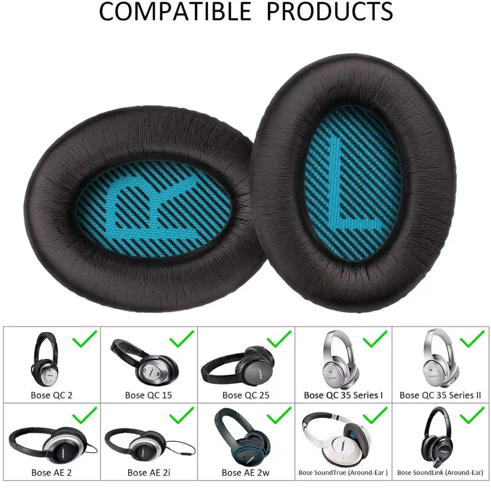 Replacement Ear Pad Cushion for Bose QuietComfort 2 15 25 35 I II QC2 QC15 QC25 QC35 SoundLink SoundTrue AEII AE2 Headphones