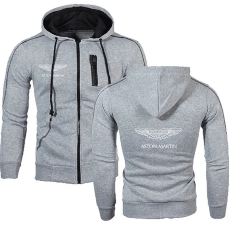 New Spring Autumn Aston Martin Logo Men&s Hooded Patchwork Jacket Casual Fashion Sports Zipper Cardigan Jacket 6 Colors