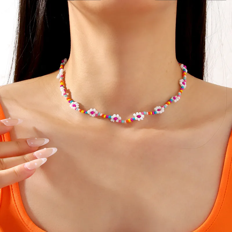 Trendy Böhmen Bunte Perlen Kette Choker Halskette für Frauen Männer Mädchen Schöne Kleine Blume Zubehör Halsketten Schmuck Geschenke – Detail 12