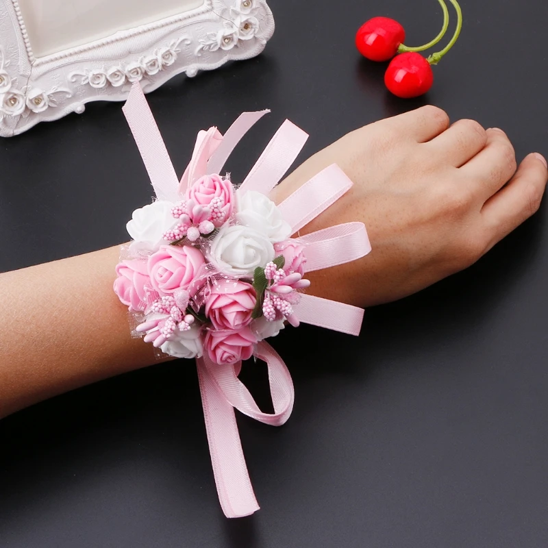 

Beautiful Wrist Corsage Bracelet Bridesmaid Sisters Hand Flowers Wedding Party